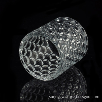 green round rugged surface glass candle holder